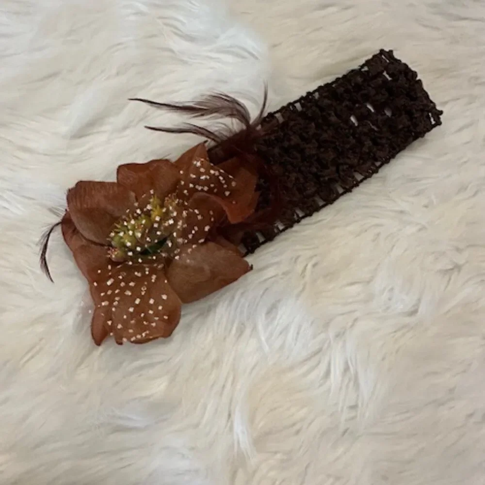 ***** Bundle (2) of large flowers on waffle Headband  HB8288  Handmade NWT Bouti